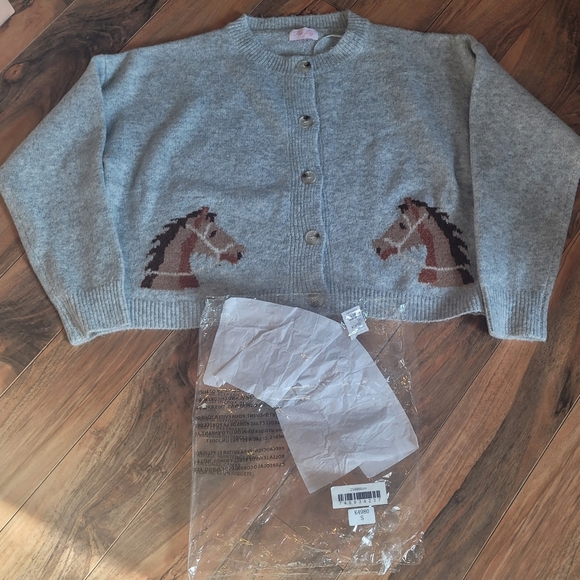 HORSE Graphic Button-Front Cardi, PINK LILY Brand, NIB, S, Hthr Gray & SO CUTE🐎 - Picture 11 of 11